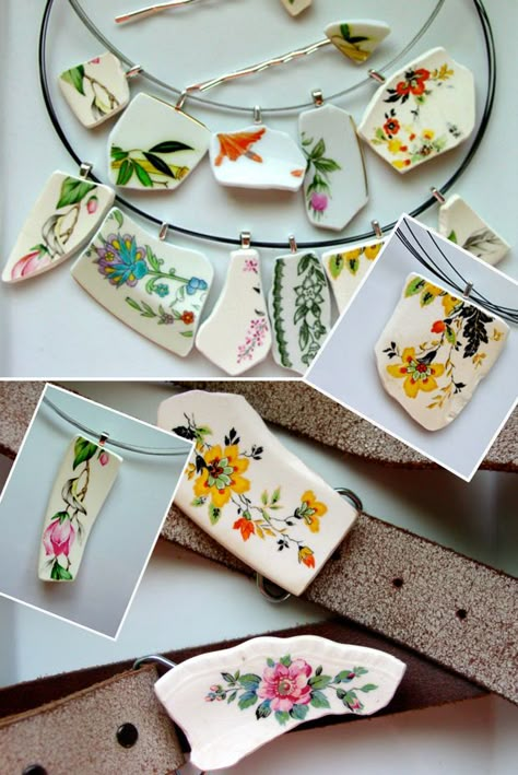 If it ain’t broke don’t fix it–but if it is… upcycle! broken china jewelry! awesome patterns and colors #jewelrymaking Upcycled Objects, Amazing Ceramics, Broken China Crafts, Jewelry Soldering, China Crafts, Broken China Jewelry, Multi Talented, China Jewelry, Broken China