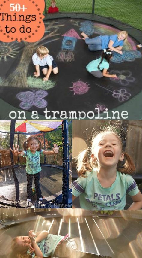 Best list of trampoline activities! 50+ things to do on a trampoline! Trampoline Activities, Trampoline Games, Babysitting Activities, Ideas For Backyard, Backyard Trampoline, Summer Fun For Kids, Kids Trampoline, Fun Activities To Do, Outdoor Activities For Kids