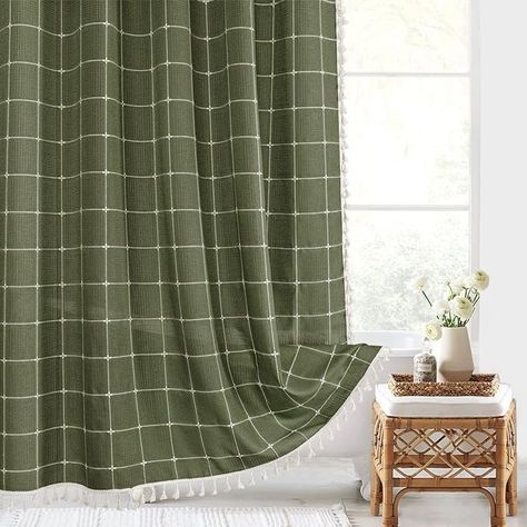 Amazon.com: Gibelle Green Boho Farmhouse Shower Curtain with Tassels, Rustic Cottagecore Aesthetic Bohemian Chic Modern Bathroom Decor Thick Waffle Textured Fabric Shower Curtain Set with Hooks, 72x72 : Home & Kitchen Farmhouse Shower Curtain Rustic Bed Bath & Beyond, Forest Theme Bathroom Farmhouse, Green Cloth Shower Curtain, Sage Green Boho Shower Curtain, Pine Shower Curtain, Rustic Bathroom Shower Curtain Gray Wall, Rustic Guest Bathroom Shower Curtain, Industrial Farmhouse Shower Curtain, Farmhouse Shower Curtain