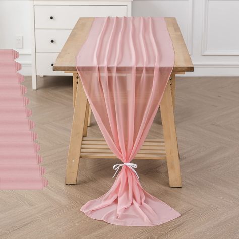 PRICES MAY VARY. Size:12 pack sheer chiffon table runner (29x120 inches),suitable for 6-10 seats either round or rectangle table,10Ft is a perfect length for your event's table decorations. Material:Made of high quality chiffon,soft and smooth,flowy and beautiful, fine workmanship, no seams,the elegant table runner creates a romantic feeling for your wedding table, sweetheart table and cake table. Style:This colorful chiffon table runner has a flowy and elegant look，tie this romantic white sheer Boho Sisustus, Chiffon Table Runner, Table Runner For Wedding, Shower Outdoor, Wedding Runner, Rustic Table Runners, Boho Table Runner, Rustic Boho Wedding, Romantic Table