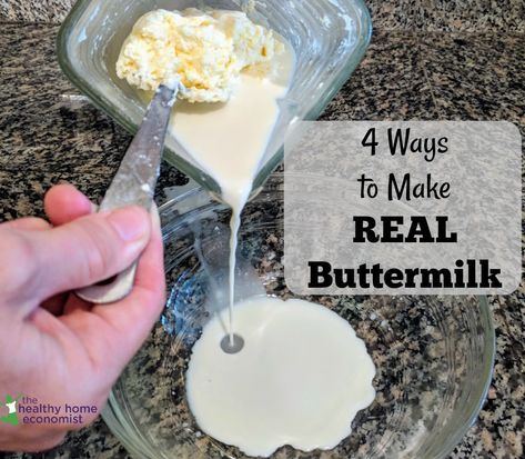 4 ways to make REAL buttermilk. It really is easy to make homemade,  low carb, probiotic rich and fermented buttermilk. #howtomake #heavycream #cultured #best #recipes #simple #fermented #thehealthyhomeeconomist Types Of Rice, Cultured Buttermilk, Natural Recipes, Homemade Buttermilk, Rice Water, Expensive Taste, Easy Smoothie Recipes, Easy Smoothies, Healthy Snacks Easy