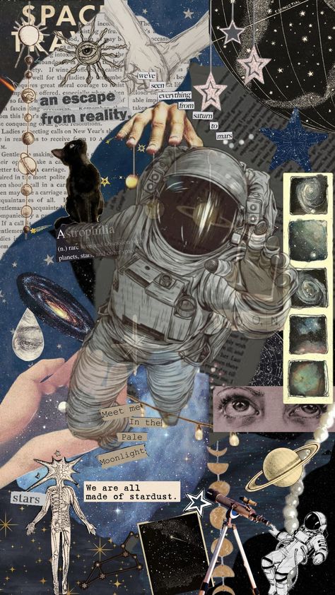 Witch Outfit Design, Storyteller Aesthetic, Astronomy Collage, Science Collage, Astronomy Magazine, Astronomy Design, Outer Space Wallpaper, Star Facts, Moon Earth