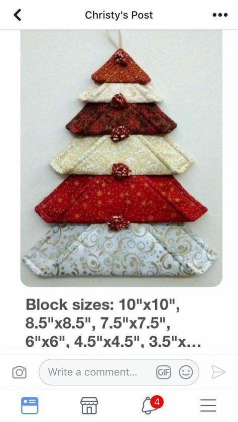 Christmas Fabric Crafts, Christmas Tree Quilt, Christmas Sewing Projects, Diy Fabric Crafts, Holiday Sewing, Fabric Christmas Ornaments Diy, Fabric Christmas Trees, Christmas Ornaments Diy, Quilted Christmas Ornaments