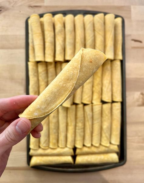 Freezer Taquitos Chicken, Meal Prep Taquitos, Taquitos Freezer Meal, Make Ahead Taquitos, Homemade Freezer Taquitos, Freezer Chicken Taquitos, Taquitos Freezer, Freezer Taquitos, How To Make Taquitos