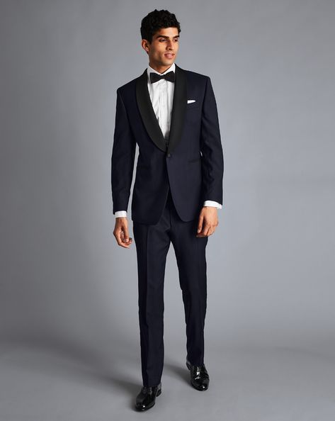 Shawl Collar Tuxedo Jacket - Midnight Blue Midnight Blue Suit, Shawl Collar Tuxedo, Navy Suits, Charles Tyrwhitt Shirt, Blue Suit Jacket, Smart Jackets, Dinner Suit, Blue Tuxedos, Charles Tyrwhitt