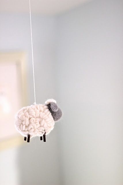 Light Blue Nursery, Sheep Mobile, Diy Bebe, Blue Nursery, Oita, A Sheep, Jelly Bean, Baby Diy, Nursery Inspiration