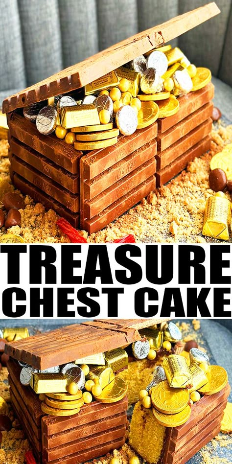 Treasure Chest Cake Diy, Treasure Map Birthday Cake, Pirate Chest Cake, Pirate Birthday Cake Diy, Pirates Theme Cake, Pirate Cake Ideas Easy, Pirate Themed Cakes, Diy Pirate Cake, Pirate Smash Cake