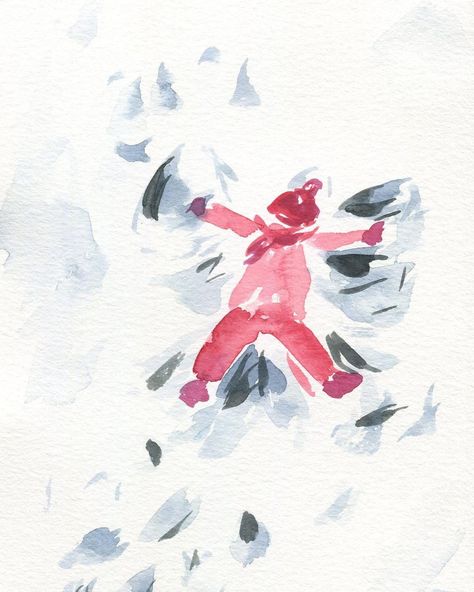 Leah DiFrancesco on Instagram: “Angel- and by that I mean snow angel! My husband came up with this idea and I think it’s perfect! 👏🏻 Even as an adult I just love laying in…” Angel Portrait, Watercolor Snow, Tiny People, Snow Angel, Winter Watercolor, Snow Angels, Watercolor Art Lessons, Art Studies, Art Class