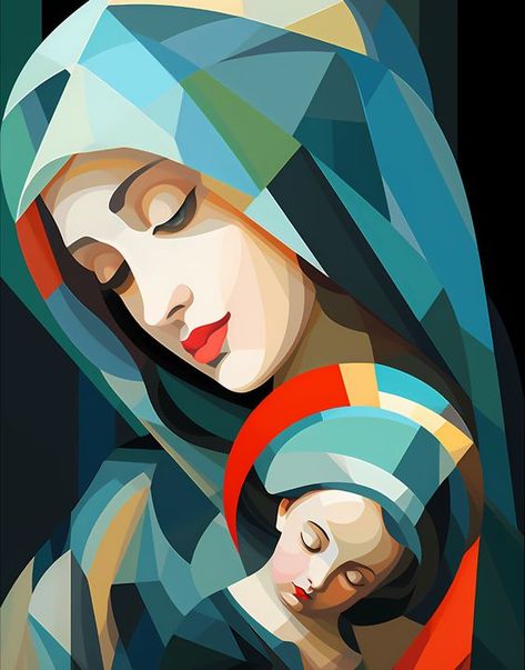 🎨✨ New in #etsy: "Madonna with Child" in Cubism style. A modern take on the classic Mary & Jesus, perfect for art deco spaces. Unique and spiritual - a must-see! https://etsy.me/3sI5DKQ #CubistArt #MaryAndJesus #religiousart #christianity #catholic #jesus Mary And Jesus Art, Mary Holding Jesus, Christian Canvas Paintings, Bedroom Art Painting, Jesus Art Drawing, Madonna Art, Jesus Mother, Warhol Art, Infant Jesus