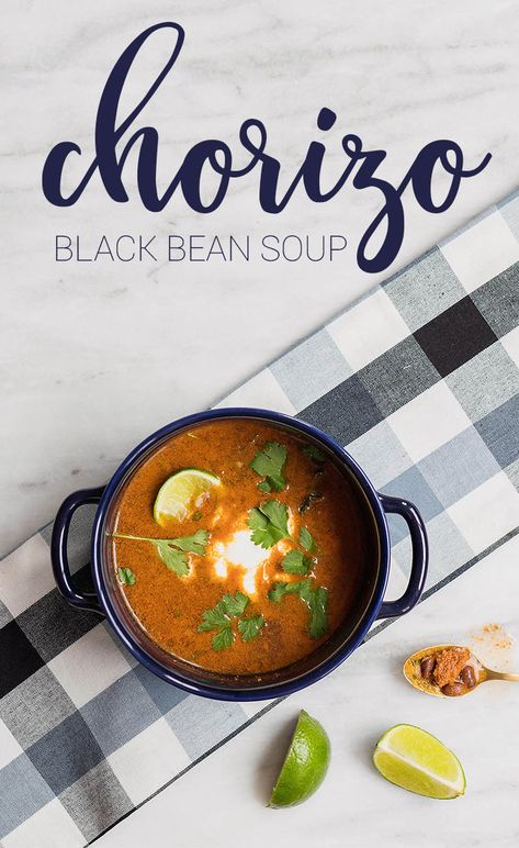 Chorizo Black Bean Soup Mexican Chorizo Soup, Black Bean Chorizo Soup, Chorizo Black Bean, Freezer Soups, Happy Money Saver, Chorizo Soup, Soy Chorizo, Budget Food, Cuban Black Beans