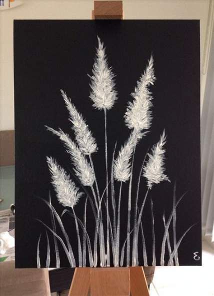 Black Canvas Art, Black Canvas Paintings, Black Paper Drawing, Easy Canvas Painting, Black And White Painting, 수채화 그림, Simple Acrylic Paintings, Beginner Painting, Black And White Drawing