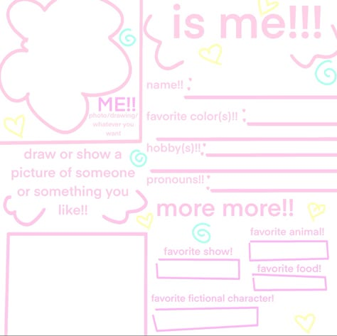 About Me Cute Template, Get To Know Me Template Aesthetic, Kawaii About Me Template, Aesthetic About Me Template, What Are You Thinking About Template, How We See Each Other Template, Cute About Me Template, Introduction Template, Introduce Yourself Template