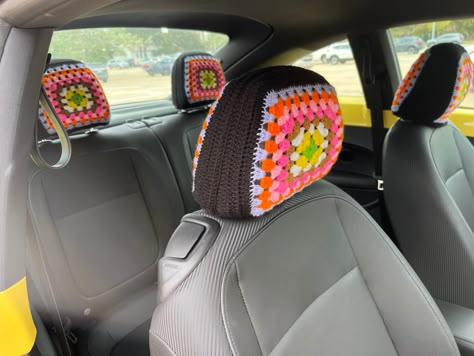 Pattern adapted from The Scarvin Artist Car Head Rest Cover Crochet, Homemade Car Accessories, Car Headrest Cover Crochet, Crochet Car Console Cover Free Pattern, Crochet Headrest Cover Free Pattern, Crochet Car Headrest Cover Free Pattern, Crochet Car Headrest, Crochet Headrest Cover, Crochet Car Headrest Cover