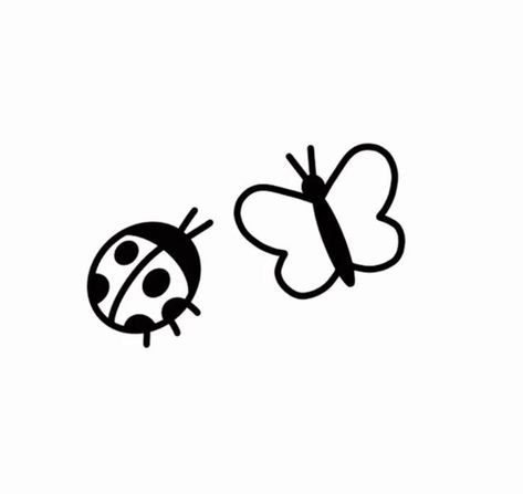 Simple Ladybug Tattoo Outline, Simple Ladybug Drawing, Ladybug Line Art, Ladybug And Butterfly Tattoo, Ladybug Drawing Simple, Simple Bug Tattoo, Simple Ladybug Tattoo, Ladybug Doodle, Embroider Shoes