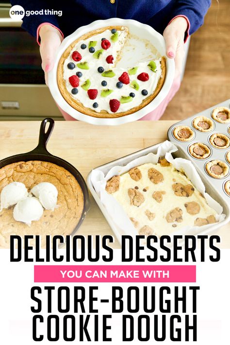 Store Bought Cookie Dough Ideas, Recipes With Sugar Cookie Dough, Sugar Cookie Dough Ideas Store Bought, Nestle Cookie Dough, Cookie Dough Dessert, Cheesecake Treats, Dough Desserts, Simple Cookie Dough Recipe, Pillsbury Sugar Cookie Dough