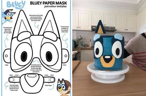 Bluey Cake Stencil, Bluey Cake Face Template, Bluey Cake Template, Bluey Cake Ideas Easy, Bluey Cake Ideas For Boys, Diy Bluey Cake, Mud Cake Hack, Bluey Themed Cake, Bluey Cake Ideas