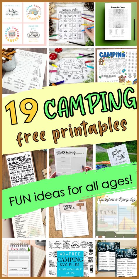 Camping Free Printables, Camping Scavenger Hunts, Camping Printables, Selfie Challenge, Camping Coloring Pages, Camping Activities For Kids, Camping Journal, Indoor Camping, Camping Photo