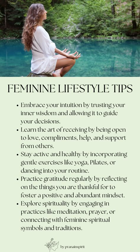 Tips to embrace feminine lifestyle #feminine #lifestyletips #affirmations #feminineaffirmations #femininespirituality #elegance #journaling How To Activate Feminine Energy, Feminine Magnetism, Watering Yourself, Feminine Masculine Energy, Divine Feminine Affirmations, Divine Feminine Quotes, Come Home To Yourself, Divine Feminine Aesthetic, A High Value Woman