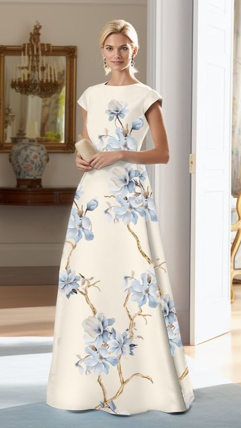 Gramercy Atelier Luxury A-line Maxi Dress For Garden Party, Spring Floor-length Evening Dress With Floral Embroidery, Luxury Floral Applique Floor-length Maxi Dress, Outfits For Special Occasions, Blue Floral Embroidery Floor-length Evening Dress, Night Out Outfit Classy, Zimmerman Floral Applique Dress, Movie Wedding Dresses, Western Gown