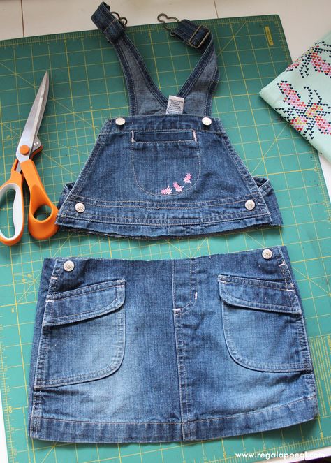 DIY Upcycled Skirt Overall to Bubble Pants Overall | Candice Ayala Sage Outfits, Winter Challenge, Diy Clothes Refashion Videos, Upcycle Kids, Upcycled Skirt, Recycling Activities, Recycle Old Clothes, Clothes Upcycle, Dress Sewing Patterns Free