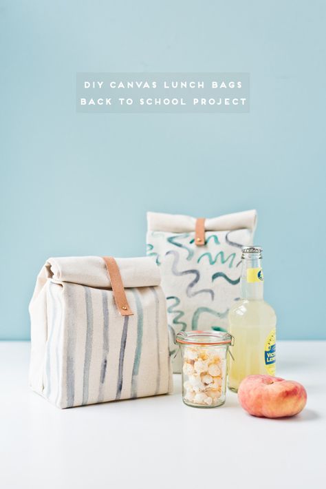 Diy Lunchbox, Diy Lunch Bag, Escuela Diy, Canvas Lunch Bag, Diy Back To School, Sac Diy, Sac Lunch, Beginner Sewing Projects Easy, Sustainable Packaging