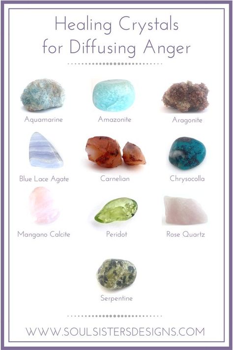 Healing Crystals For Diffusing Anger Crystals For Anger, Jewelry By Brand, Best Crystals, Crystal Guide, Spiritual Crystals, Crystals Healing, Types Of Crystals, Crystal Therapy, Healing Crystal Jewelry