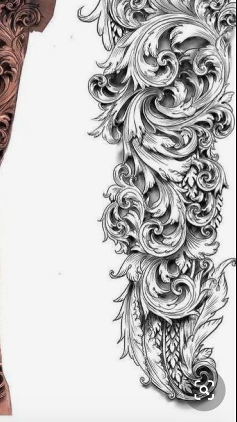 Filagree Design Tattoo, Filler Tattoo Ideas Backgrounds, Sleeve Tattoos Skull, Sleeve Tattoos Arm, Paisley Tattoo Sleeve, Sleeve Tattoos Floral, Tattoo Filler Ideas Sleeve Backgrounds, Geometric Tattoo Filler, Geometric Tattoo Sleeve