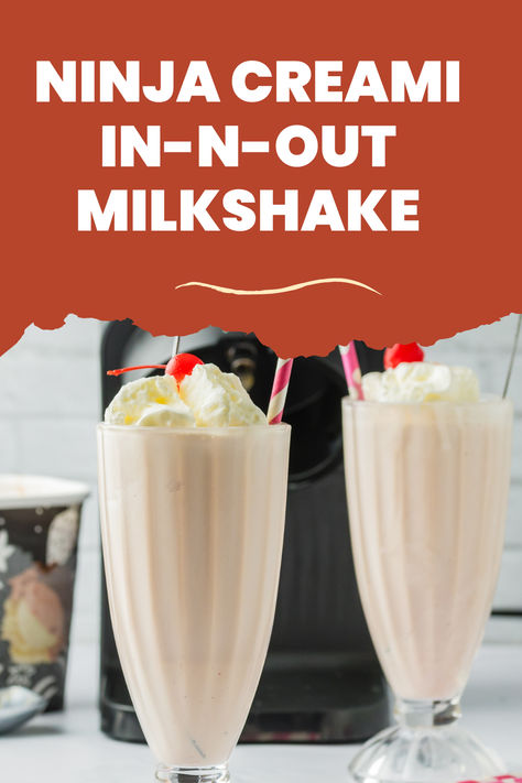 Ninja Creami In-N-Out Milkshake Ninja Milkshake Recipe, Chocolate Milkshake Without Ice Cream, Ninja Creami Milkshake Recipe, Chocolate Milkshake Recipe No Ice Cream, Milkshakes Aesthetic, Milkshake Costume, In N Out Aesthetic, Milkshake Recipe Without Ice Cream, Protein Milkshake Recipe