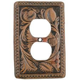 Rustic Switch Plate Covers: Tooled Leather Switch Plate Covers Rustic Switch Plate Covers, Rustic Switch Plates, Western Bedding Sets, Cowboy Accessories, Western Bedding, Black Forest Decor, Cowboy Decorations, Western Gifts, Western Furniture