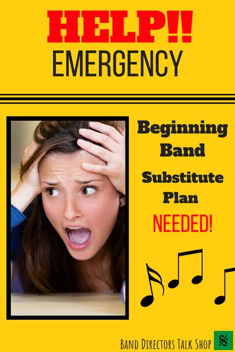 Do you need a great substitute music lesson plan for your unplanned teacher absences? Do you often have a non-music sub? This plan is for you! This music sub plan has activities perfect for middle school band, choir, orchestra and upper elementary music teachers and directors. Visit BandDirectorsTalkShop.com for more band teaching ideas, beginning band ideas, concert band rehearsal techniques, free music sub plans, warm-ups, recruiting tips, motivation strategies and more! #banddirectorstalkshop Music Program Ideas, Band Rehearsal, Recruiting Tips, Music Lesson Plan, Middle School Band, Piano Teaching Resources, Substitute Plans, Band Ideas, Sub Plan