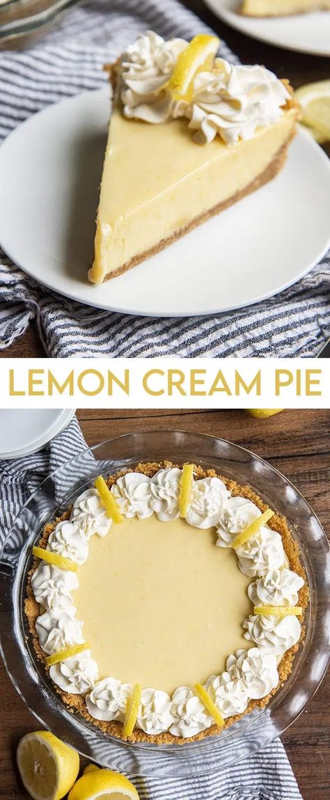 Cream Pies No Bake, Lemon Creme Pie, Lemon Cream Cheese Pie, Easy Lemon Pie, Lemon Chiffon Pie, Lemon Cream Pie, Lemon Pie Recipe, Lemon Cream Pies, Dessert Pie