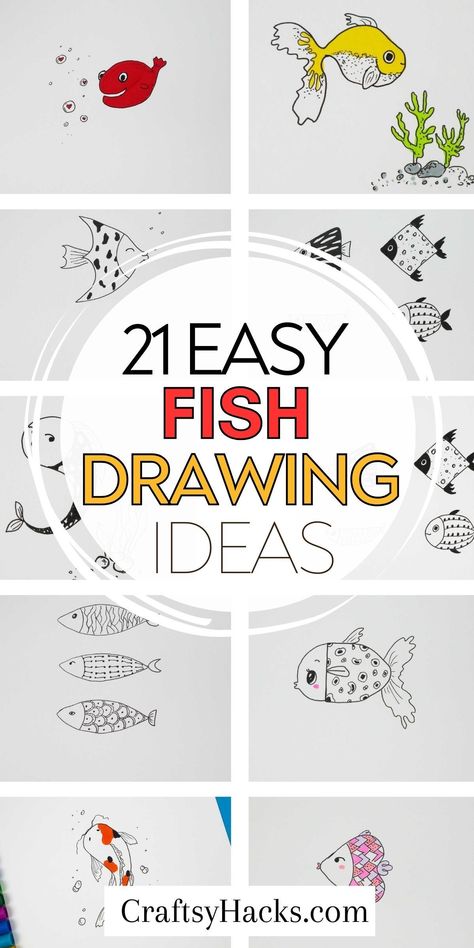 Dive into our Ultimate Fish Drawing Ideas Collection! Discover easy drawings for kids, mesmerizing doodle art drawings, and more! A great way to learn how to draw with these ocean inspired creatures. Color Fish Drawing, Draw A Crab Easy, Underwater Cartoon Drawing, Cartoon Sea Animals Drawing, How To Draw Fish Scales, Fish Tank Drawing Art, Doodle Fish Easy, Fish Jumping Out Of Water Drawing, How To Draw A Fish For Kids