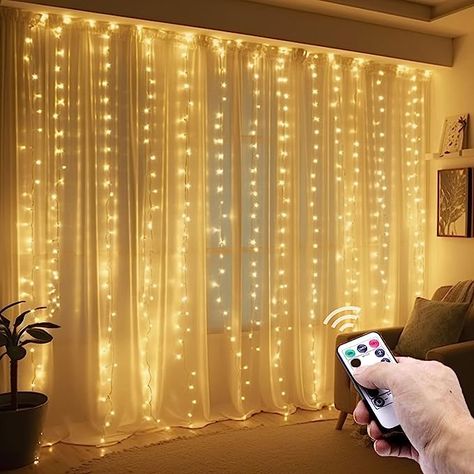 Fairy Lights For Bedroom, Cozy Bedroom Lighting, Christmas Window Lights, String Lights In The Bedroom, Led Lighting Bedroom, Copper Wire Lights, Led Curtain Lights, Christmas Fairy Lights, Bedroom Decor Lights