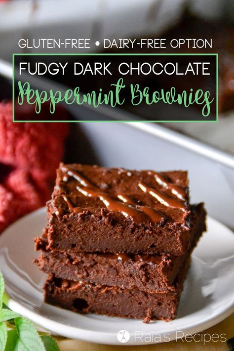 These healthy, gluten-free Fudgy Dark Chocolate Peppermint Brownies are the perfect way to indulge without feeling guilty! | RaiasRecipes.com Paleo Peppermint Brownies, Glazed Brownies, Paleo Icing, Healthier Brownies, Icing Glaze, Chocolate Peppermint Brownies, Primal Living, Peppermint Brownies, Fertility Foods