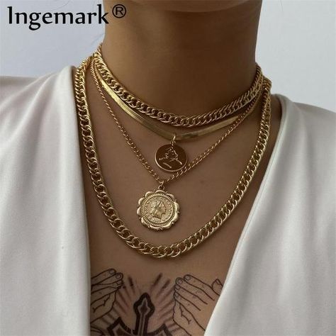 Jewelry – Page 3 – Boom Boom London Cuban Choker, Steampunk Men, Chunky Chain Necklace, Thick Chain Necklace, Choker Collar Necklace, Chunky Chain Necklaces, Neck Accessories, Coin Pendant Necklace, Multi Layer Necklace