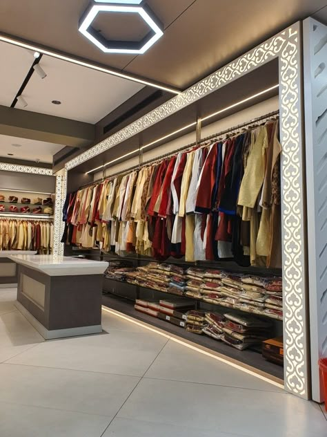 Garment Store Interiors, Garments Shop Interior Design, Clothing Showroom Interior, Cloth Showroom Interior, Readymade Shop Interior Design, Clothes Showroom Interior Design, Saree Shop Interior Design, Garment Shop Interior Design, Cloth Showroom