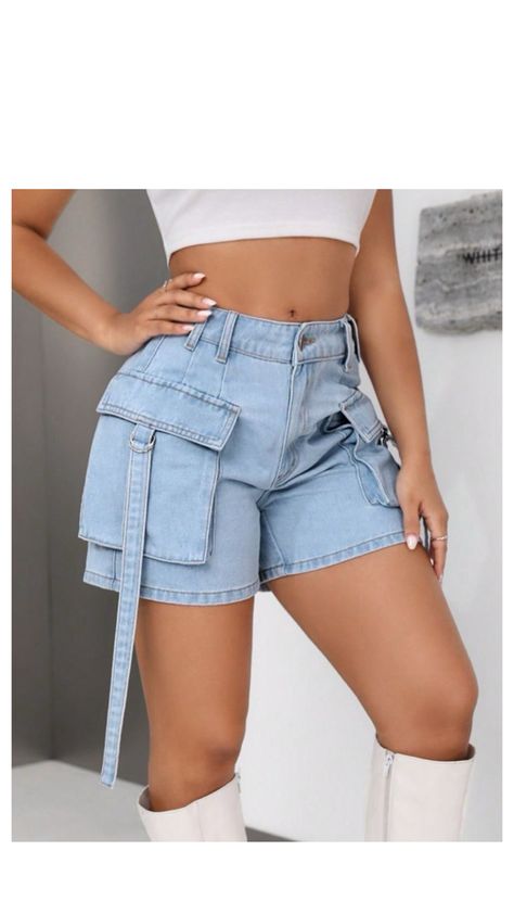 Simple Casual Outfits For Summer, Zb1 Sweat, Women Shorts Outfit, Jean Trousers Outfit, Jeans Trousers Women, Cute Jean Shorts, Two Piece Outfits Shorts, Denim Looks, Neat Casual Outfits