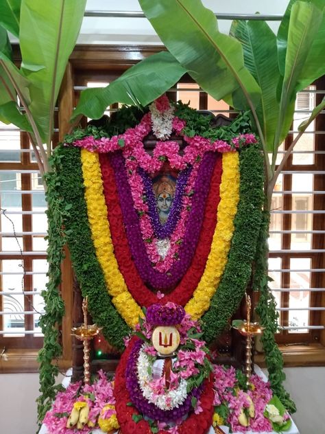 Sathyanarayana Pooja Decoration, Sathyanarayana Pooja Decoration At Home, Satyanarayana Pooja Decoration Ideas, Ancient Indian Paintings, Puja Decor, Pooja Decoration, House Warming Ceremony, Desi Aesthetics, Ganpati Decoration Design