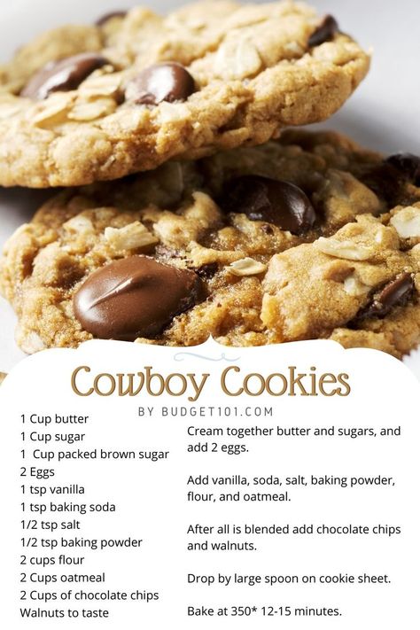 Laura Bush Cowboy Cookies, Cowboy Cookie Recipe, Laura Bush, Cowboy Cookies, Bakery Ideas, Cookie Time, Cookies Recipes Christmas, Cookies Recipes Chocolate Chip, Cookie Desserts