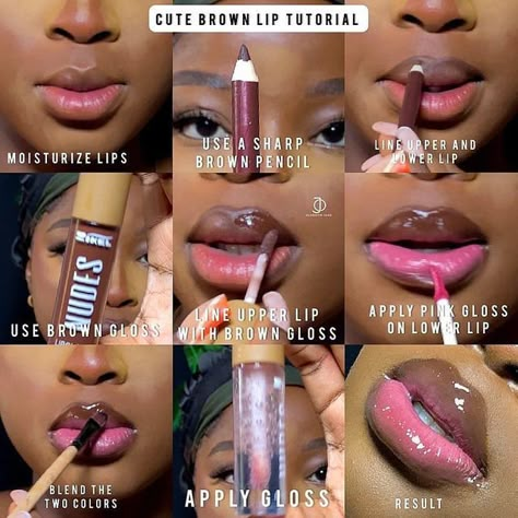 Lipstick Combo, Glossy Lips Makeup, Lip Combos, Lip Art Makeup, Makeup Order, Learn Makeup, Lip Tutorial, Simple Makeup Tips, Makeup For Black Skin