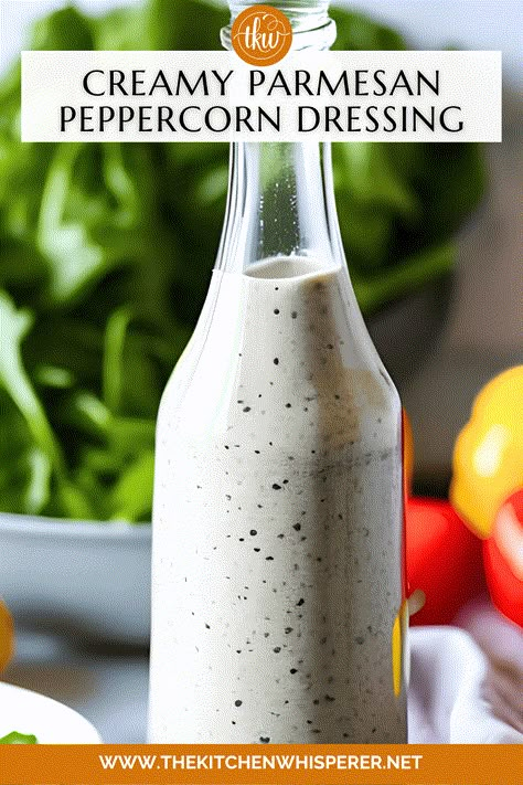 Creamy Parmesan Dressing Recipe, Parmesan Peppercorn Dressing, Parmesan Dressing Recipe, Peppercorn Ranch Dressing, Peppercorn Dressing, Dip For Veggies, Parmesan Salad, Pepper Dip, Creamy Salad Dressing