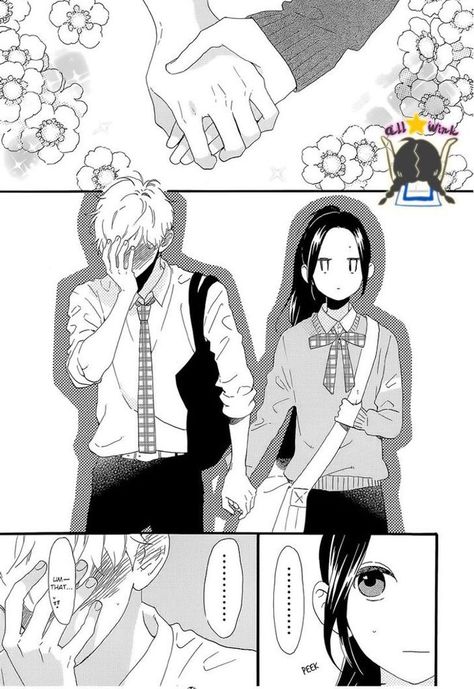 Aww isn't it cute? He's shy to hold a hand.  HIRUNAKA NO RYUUSEI manga. Cute and nice story. Manga girl, manga guy, manga couple Daytime Shooting Star, Hirunaka No Ryuusei, Manga Couple, Romantic Manga, Shoujo Manga, Manga Love, Anime Love Couple, Manga Pages, Anime Couples Manga