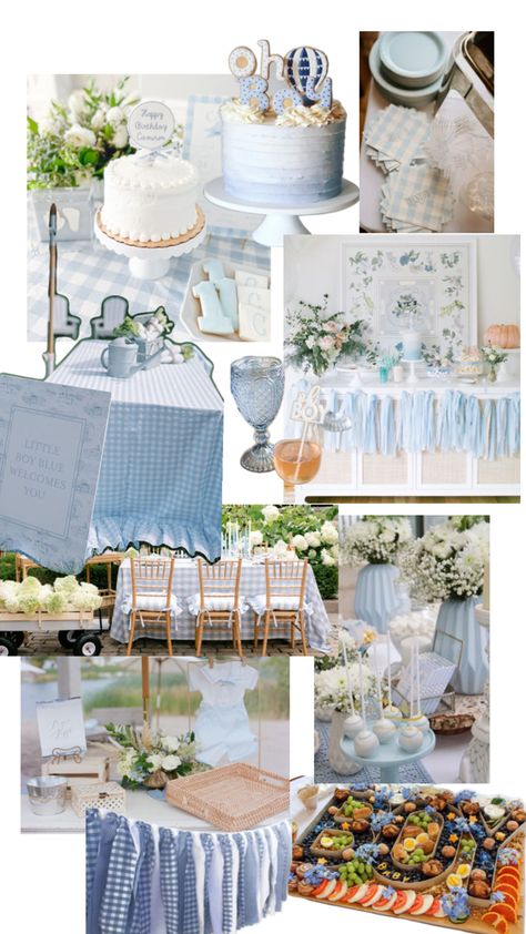 Coastal Grandmother Baby Shower Theme, Blue And White Gingham Baby Shower Ideas, Baby In Bloom Boy Shower Ideas Blue, Simple Blue Baby Shower Ideas, Baby In Bloom Blue Shower Ideas, Preppy Baby Shower Ideas, Blue Jean Baby Shower Theme, Blue Bow Baby Shower Theme, Blue Gingham Baby Shower Ideas