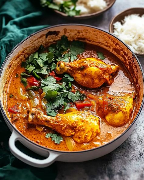 African Chicken Curry - Kuku Paka - knedir Recipes Kuku Paka Coconut Chicken, Kuku Paka Recipe, Curry Chicken Wings, African Curry, African Chicken, Stew Chicken, Stew Chicken Recipe, Coconut Chicken, Fresh Spices