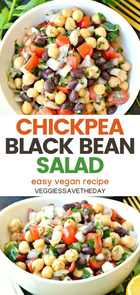 Chickpea Black Bean, Balela Salad, Bean Salad Recipes Healthy, Garbanzo Bean Recipes, Vegetarian Rice, Grains Recipes, Legumes Recipes, Garbanzo Beans Salad, Black Bean Salad Recipe