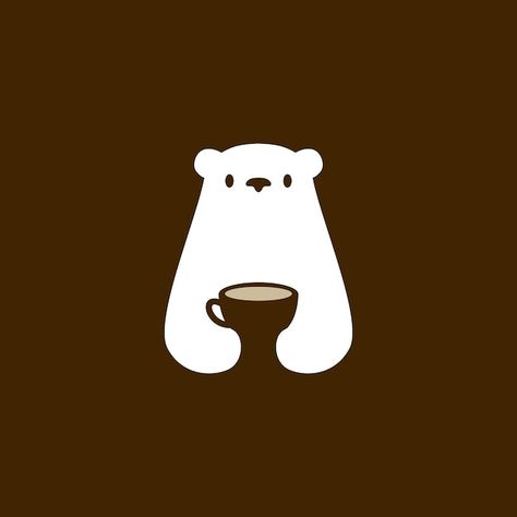 Bear Drinking Coffee Illustration, Bear Coffee Logo, Mug Logo Design, Coffee Design Logo, Icons Cafe, Bear Graphic Design, Cute Bear Illustration, Coffee Logos, Coffee Cup Cafe