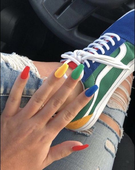 Colourful Acrylic Nails, Short Nail, Summer Acrylic Nails, Heart Nails, Dream Nails, Fire Nails, Funky Nails, Best Acrylic Nails, Artificial Nails