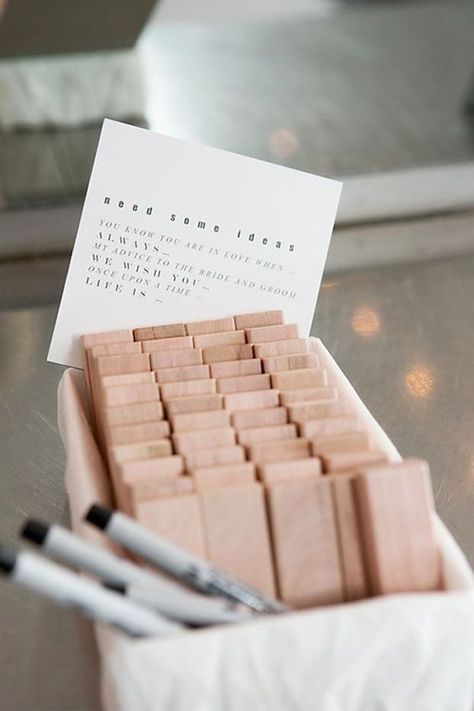 13 Unique Wedding Guest Book Ideas... | OneFabDay.com Ireland Jenga Wedding, Creative Wedding Guest Books, Creative Guest Book, Wedding Guest Book Ideas, Guest Book Ideas, Wedding Guest Book Unique, Unique Guest Book, Unique Wedding Decor, Wedding Guest Book Alternatives