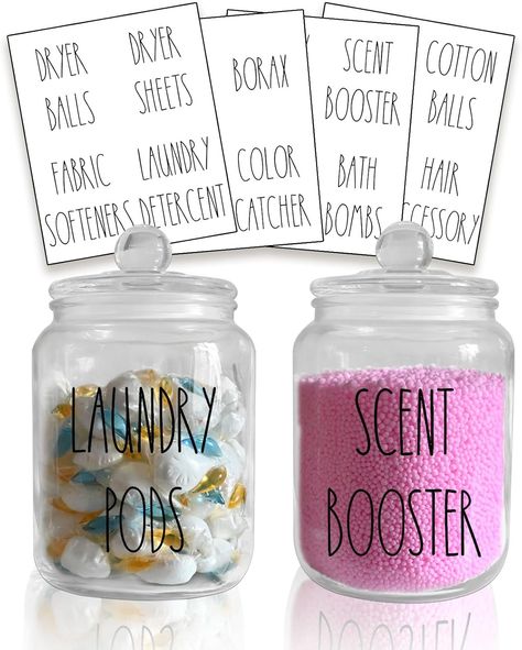 Laundry Room Organization Jars with Labels, Glass Containers for Laundry Detergent Laundry Powder, Farmhouse Laundry Pods Storage Organizers, Laundry Soap Dispenser, Scent Booster Holder (Clear) Containers For Laundry Detergent, Laundry Soap Dispenser, Detergent Laundry, Laundry Powder, Laundry Pods, Laundry Scents, Storage Organizers, Farmhouse Laundry, Scent Booster