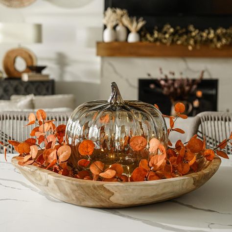 It’s giving… Cinderella ✨ These glass cloche pumpkins will sparkle and shine with the most enchanted iridescent glow - available in 3 sizes! Mercury Glass Pumpkins Decor, Clear Glass Pumpkin Decor, Glass Pumpkin Centerpiece, Pumpkin Styling, Glass Pumpkins Display, Glass Pumpkin Decor, Fall Lanterns, Pumpkin Centerpieces, Glass Cloche